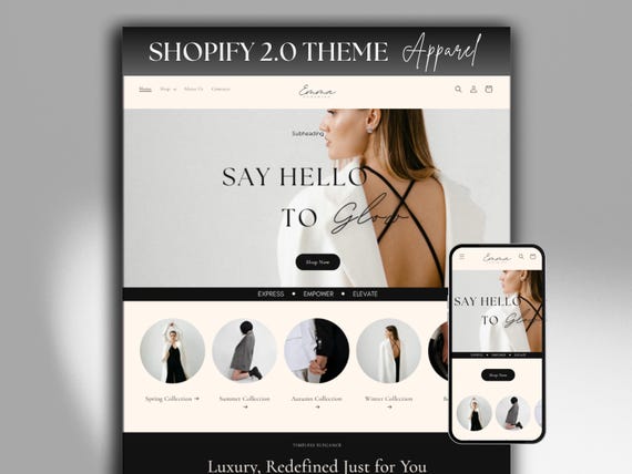Clothing Shopify Theme: Black & White Apparel Website Template