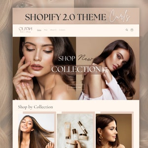 Beige Shopify-tema: Mall för hårförlängningar och skönhetsbutik