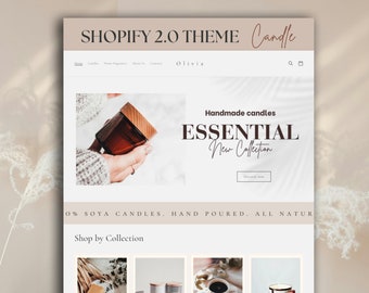 Shopify Website Template, Shopify Theme Design for Boutique, Shopify Website Template Candles, Cute Ecommerce Theme for Ceramics, Pottery