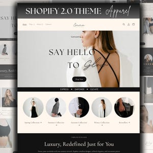 Luxury Shopify Theme Template, Clothing Website Template, Shopify Theme Boutique, Apparel Fashion Website Design, Black White Retail Store
