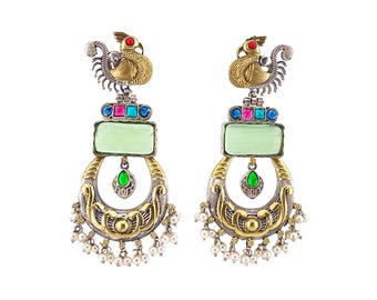 Monalisa Stone Earrings in Dual-tone Finish
