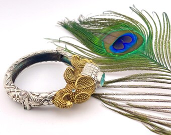 Bala with Blue Stone and Dual tone Silver Replica Finish (Size:2.4)