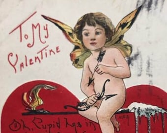 Antique German Cupid Valentine Card