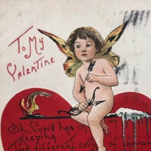 Antike Deutsche Cupid Valentinskarte