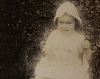 2 1/4 X 31/2” darling original antique small photo of angelic child