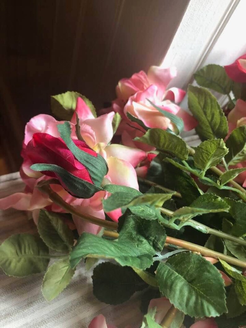 One Dozen Longstemmed Silk Roses Etsy