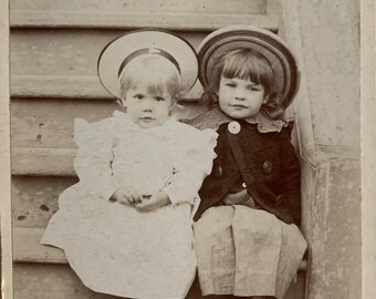 exquisite original antique card stock photo early 1900’s of darling toddlers