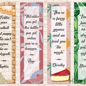 Golden Girls Quote Bookmarks - 2.25&quot; x 8&quot; - Instant Download