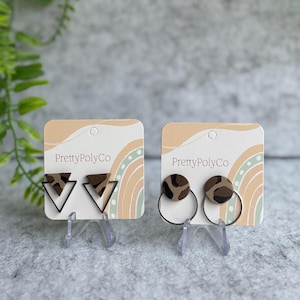 Leopard print polymer clay stud earrings - leopard print patterned studs  - stainless steel earrings