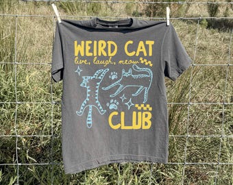 Weird Cat Club Shirt, Funny Cat Mom Tee, Retro Doodle Cat Shirt, Preppy Cat Lover Gift, Cat Unisex Comfort Colors T-Shirt