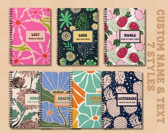 Personalized Spiral Notebook Customizable Journal Personalized Notebook Journal Office Coworker Gift Idea Your Name and Text Sketchbook 6x8