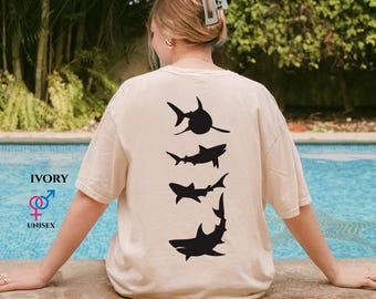 Shark Comfort Color T-Shirt Vintage Style Shark Shirt Marine Biologie Ocean Animal Shirt Surfer Beach Aesthetic Tee Shark Lover Gift