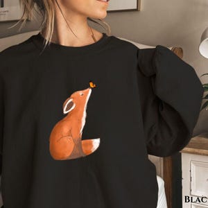 Cute Fox Sweater, Fox Sweatshirt, Woodland Sweater, Forest Aesthetic Sweater, Butterfly Sweater, Autumn Fox Sweater, Forestcore Sweater Fox