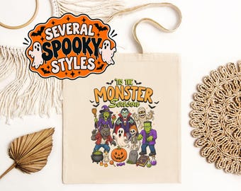 Halloween Trick or Treat Bag, Halloween Tote Bag, Spooky Candy Bag, Vintage Halloween Tote Bag, Cute Funny Halloween Tote