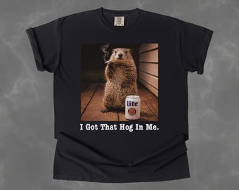 Camiseta divertida del Día de la Marmota con colores cómodos, camiseta "Tengo ese cerdo dentro de mí", camiseta con suéter Marmot Woodcore, regalo de la marmota, marmota fumando
