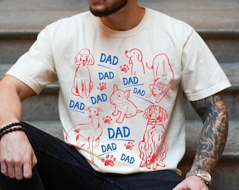 Funny Dog Dad Shirt, Dog Dad Tee, Clingy Dog Shirt, Retro Doodle Dog Lover Gift, Unisex Comfort Colors Dog Dad Shirt