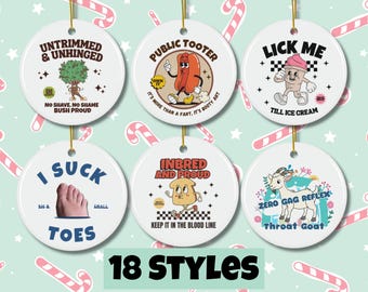 Inappropriate Ornament Exchange Embarrassing Xmas Funny Gag Gift Ceramic Ornament Offensive Unhinged Ornament Gen Z Meme White Elephant Gift