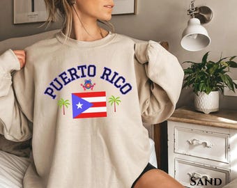 Puerto Rico Sweatshirt Boricua Puerto Rico Flag Coqui Frog Tropical Island Palm Tree Ocean Latin Salsa Music Virgin Island Sweater