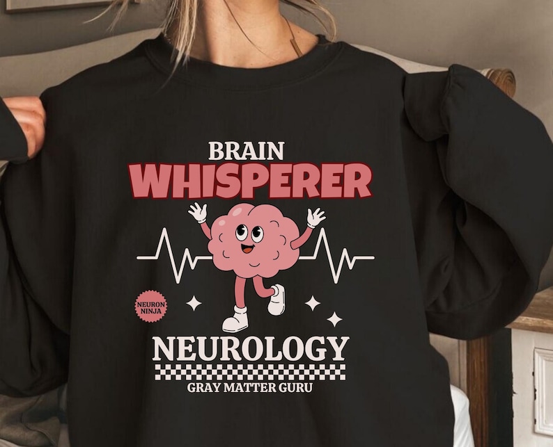 Brain Whisperer. Neurology.Gray Matter Guru. Funny retro Brain Image on a soft Sweater.