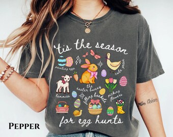 Tis the Season for Egg Hunts Comfort Color Shirt, Trendy Easter Sweatshirt, Gen Z Easter Aesthetic, Cute Easter Tee, Spring Holiday Crewneck
