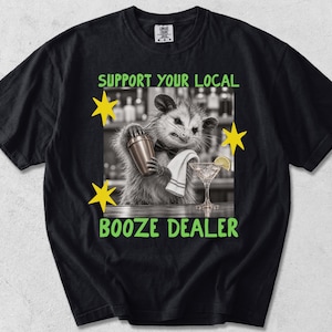 Funny Bartender Comfort Colors T-Shirt, Booze Dealer Shirt, Bartender Gift, Cocktail Mixologist Humor, Bar Staff Appreciation, Possum Tee