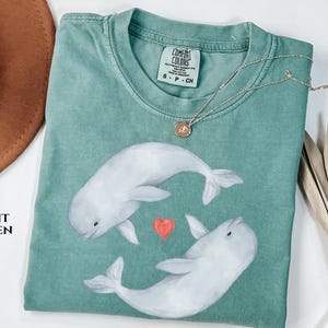 Comfort Colors Beluga Whale Shirt Summer Beach Shirt Beluga Lover Shirt Sea World Shirt Preppy Stuff Retro Marine Biology T-shirt Beach Bum