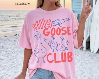 Silly Goose Club Shirt, Funny Goose Tee, Preppy Goose Shirt, Cute Animal Graphic Tee, Trendy Goose Lover Gift
