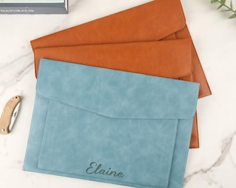 Carpeta de cuero A4 personalizada, carpeta de viaje, organizador de carpetas con logotipo, portadocumentos de cuero con grabado personalizado, 4 modelos disponibles