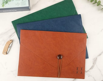 Carpeta de cuero A4 personalizada, carpeta de viaje, organizador de carpetas con logotipo, portadocumentos de cuero con grabado personalizado, 4 modelos disponibles