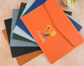 Personalized Printed Leather Folders, Custom Leather Document Holders,Printed Pattern Folders,Work File Organizers, A4 Folders, Office Gifts