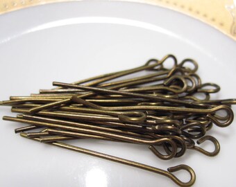 Wrapped Loop Eye Pins Sterling Silver, Copper, Oxidized Copper or ...