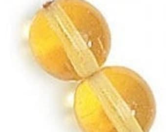 50 - 6mm Honey Yellow Round Czech Glass Bead 1002 GB22-062