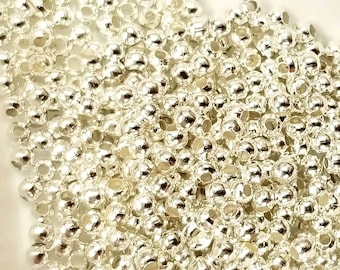 500pcs Bright Silver 2mm Round Metal Spacer Beads Ball Beads MB9212 X20