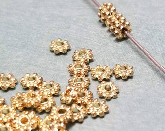 100 Gold 1x4mm Daisy Spacer Beads, Rondelle with an approx. 1mm hole MB9078