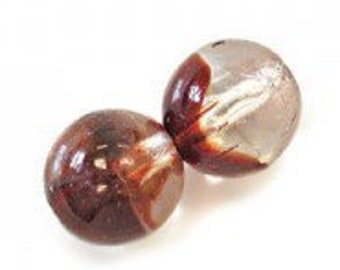 40 Garnet Red and Clear 6mm Glass Beads Two Tone Round Czech Glass CGA GB9330 X20