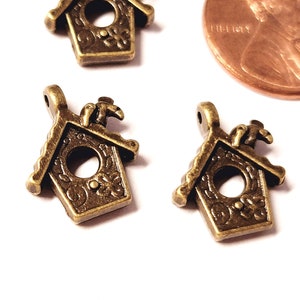 10pcs Bird House Charm Antique brass Bird House Charms 15x13mm jewelry charms C9346