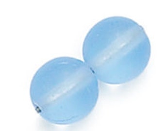 40 pcs 6mm Glass Beads, Frosted Sapphire Blue AB #F3002AB Gb9327 X20