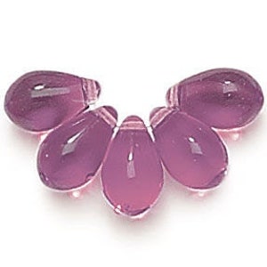 25 pcs  pcs 5x12mm Dark Amethyst Czech Glass Top Drilled Teardrop Beads, Side Drilled Glass Tear Drops /2006 TD1055