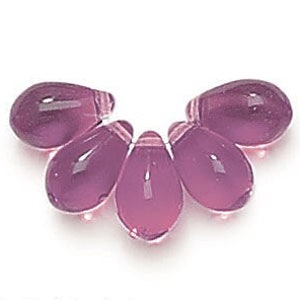 20 - 5x12mm Dark Amethyst Purple Czech Glass Side Top Drilled Teardrop Beads, Glass Tear Drops /2006 TD22-036