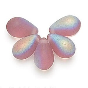 25 pcs  Frosted Amethyst Ab Czech Glass Top Drilled Teardrop Beads, 5x12mm F2004AB TD1080