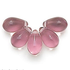25 pcs  pcs  5x12mm Amethyst Czech Glass Top Drilled Teardrop Beads, Side Drilled Glass Tear Drops /2004 TD1054