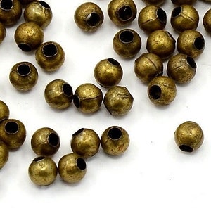 250 Antique Bronze Round Ball Beads, Antique Brass 3mm Round Spacer Beads 11 grams about 250 beads MB22-010