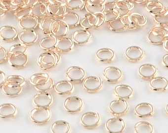 100pcs Rose Gold Open Jump Rings, 21 gauge, 5x0.7mm I.D 3.6mm FN22-012