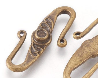 5pcs S Hook Clasps, Antique Brass 31x13mm CL22-003