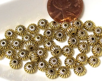 25 Gold Rondelle Beads, Metal Bead Spacers, 3x4mm with a 1mm hole, MB9143