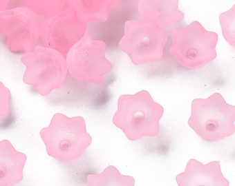 100 pc s Lily of the Valley Acrylic Bead Caps Frosted Pink Packs of 100 pcs, 10x6mm BC22-010