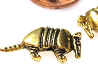 10 Gold Armadillo Metal beads 10x21x3.5mm, 1mm Hole Beads MB1125