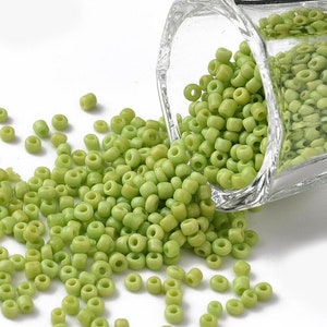 Green Seed Beads, 40 grams Opaque Green Glass Seed Beads Round Green 2mm 1mm hole SB0184