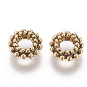 20 pcs Antique Gold Spacer Beads, Donut bead spacers, 8x3mm, Hole 3mm, MB22-100