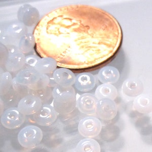 75 Milk White 4x2mm Glass Rondelle Beads RDL/0100/4  RDL1001